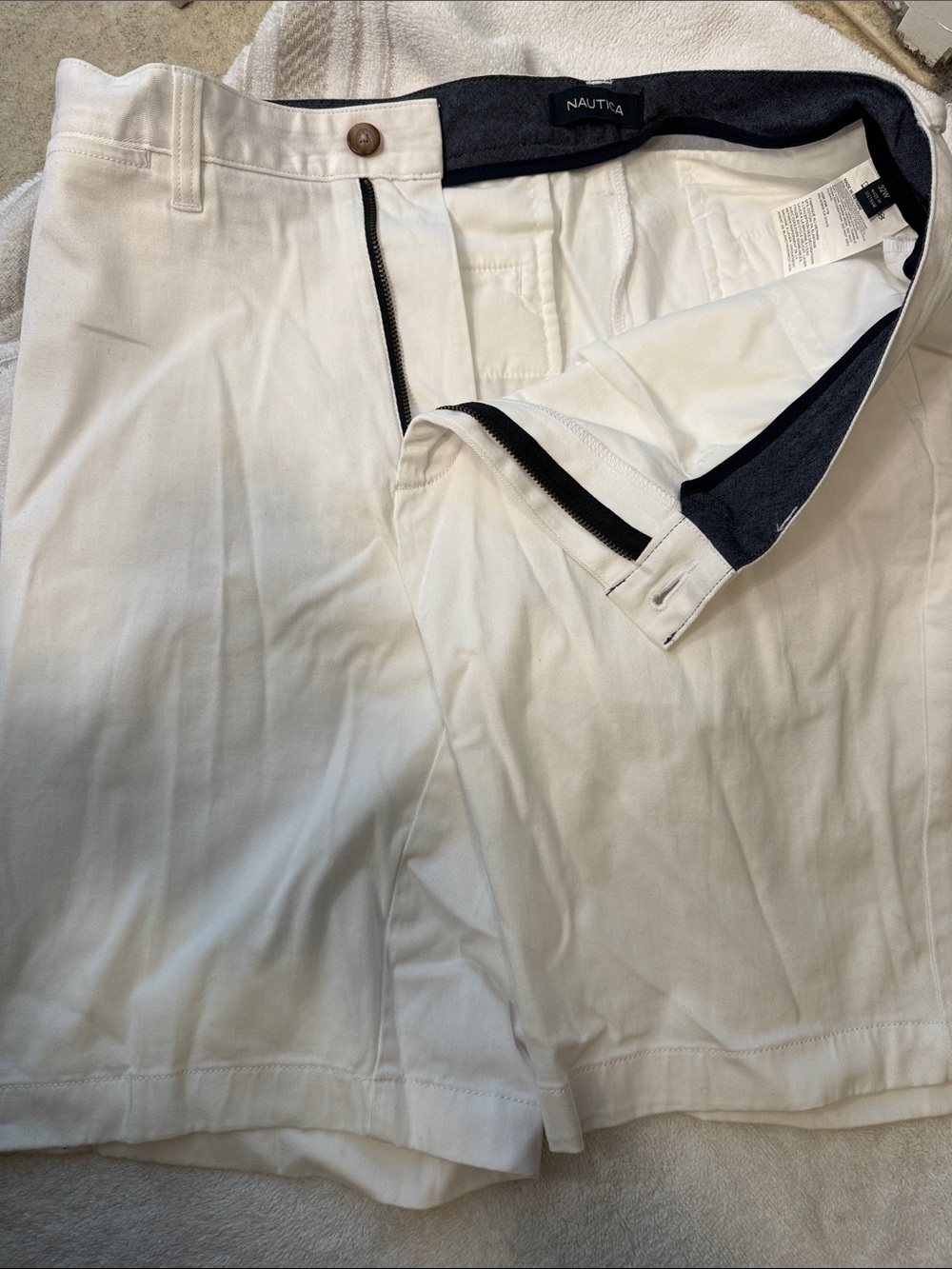 Nautica White Men's Cotton Shorts with Navy Trim